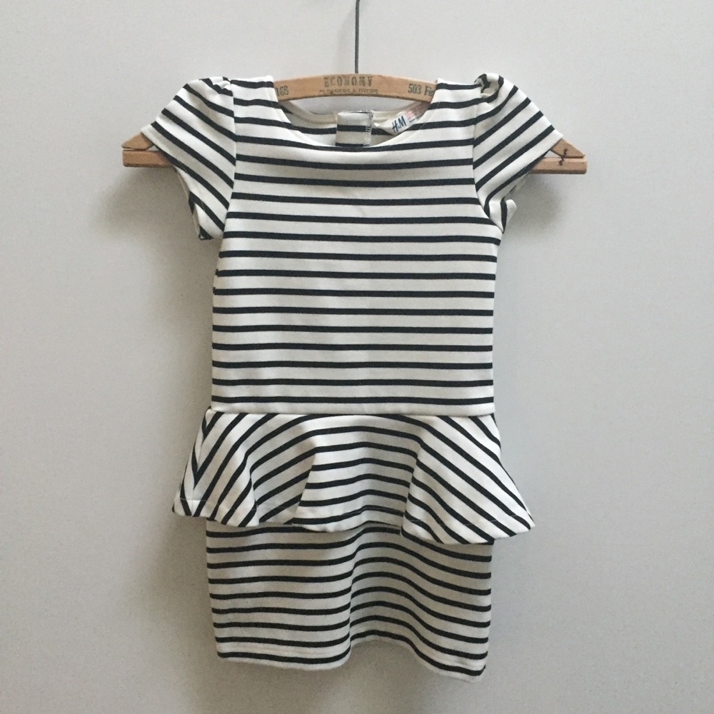 🖤 Girls H&M black white stripe MOD dress 4-6 80’s Y2K 90’s S vintage style kids